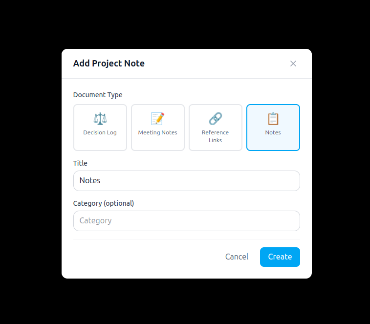 Screenshot of Track Projects in Compendio