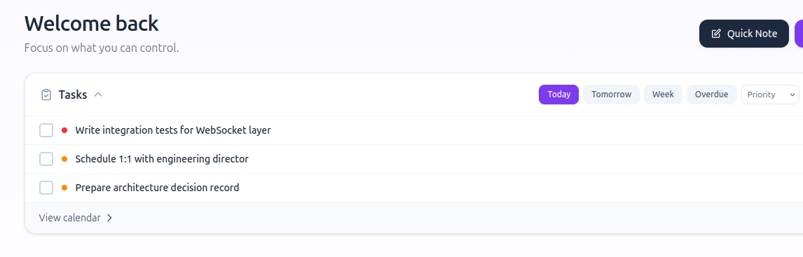 Screenshot of Organize Your Day in Compendio